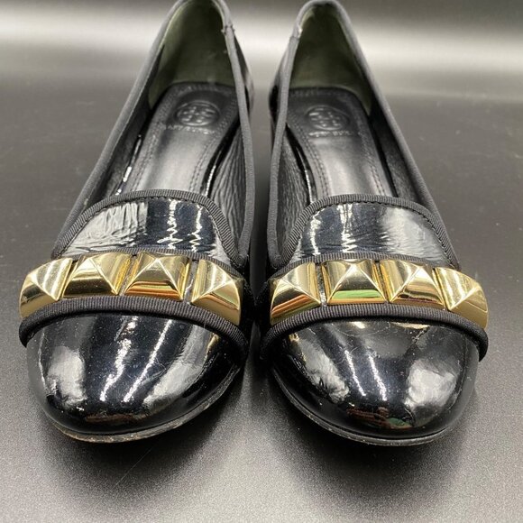 Tory Burch Asher Patent Studded Rockstud Pump Black Women's Size 6 - Picture 3 of 12